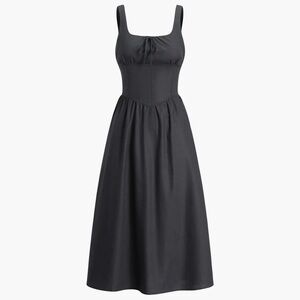 Commense SOLD OUT Black Linen Cami Midi Dress – XL – NWT, Back Zipper